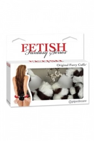 3804-41 Наручники металлические Furry Love Cuffs с мехом Зебра